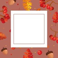 framedecoratie met bladeren en noten van de herfst vector