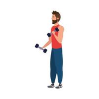 jonge man atleet met dumbbell avatar karakter vector