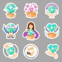 set van humanitaire dagstickers collectie vector