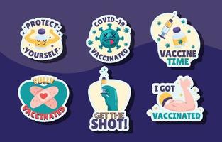 covid-19 vaccin campagne badges collectie vector