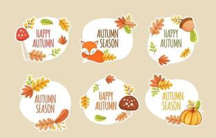 hallo herfst stickerset vector