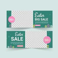 Pasen verkoop banner vector. pasen poster en spandoek sjabloon. vector