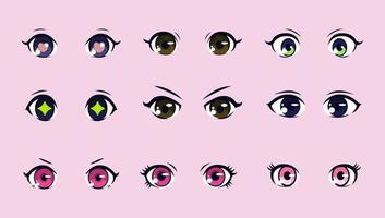 set van anime ogen illustratie ontwerp vector