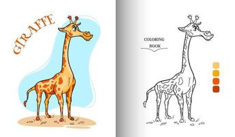 dierlijke karakter grappige giraf in cartoon stijl kleurplaat.