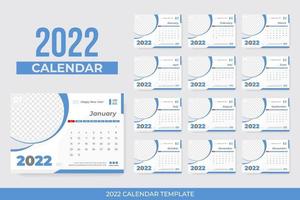 blauwe bureaukalender 2022 met lijst vector