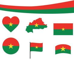Burkina Fasso vlag kaart lint hart iconen vector illustratie abstract