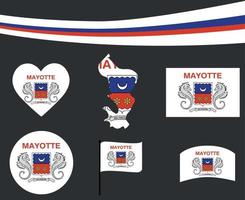 mayotte vlag kaart lint en hart iconen vector illustratie abstract