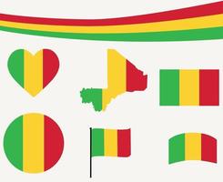 mali vlag kaart lint en hart iconen vector illustratie abstract