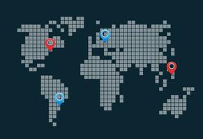 het pixelschema van de aardrijkskunde van de wereldkaart, gestippeld vector