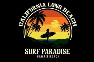 Californië lang strand surfparadijs silhouet ontwerp vector