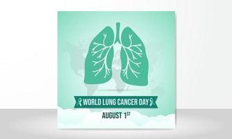 wereld longkanker dag augustus eerste achtergrondontwerp vector