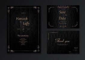 bruiloft uitnodigingskaart sjabloonontwerp luxe met zwart en goud vector