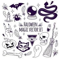 halloween magische vector set doodle