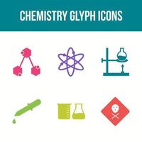 unieke chemie glyph vector icon set