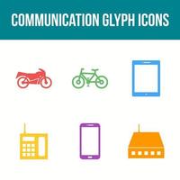 unieke communicatie glyph vector icon set