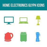 unieke huiselektronica glyph icon set vector