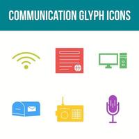 unieke communicatie glyph vector icon set