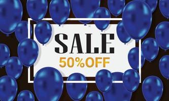 sale background 50 korting met de blauwe ballons vector