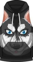 voorkant van hoodie mouwloos met siberische husky patroon vector