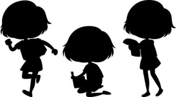 set van kinderen silhouet stripfiguur vector