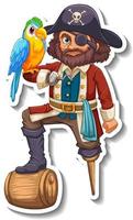 stickersjabloon met een stripfiguur van een piratenman geïsoleerd vector