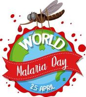wereld malaria dag logo of banner met mug staande op de wereld vector