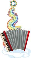 accordeon met melodiesymbolen op regenbooggolf vector