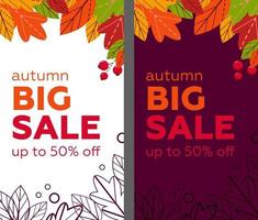 grote herfst verkoop set. platte vectorillustraties. vector