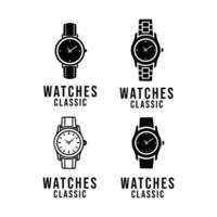 set collectie horloge vintage luxe logo pictogram ontwerp vector