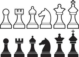 schaakstukken pictogrammen vector