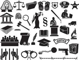 wet en rechtvaardigheid icon set vector