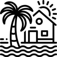 lijnpictogram voor strandhuis vector