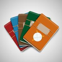 Vijf verschillende kleurrijke notitieboekjes vector