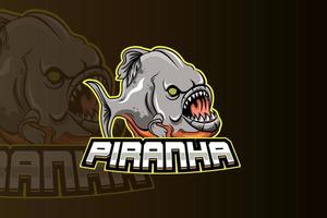 piranha-mascottelogo voor elektronisch sportgaminglogo vector