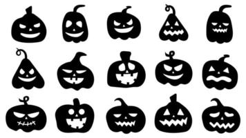 silhouetten van pompoenen. halloween pompoen cartoon vector