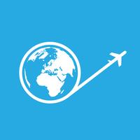 Reis rond het World Plane-pictogram vector