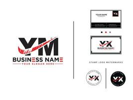 ym borstel brief logo, alfabet ym logo icoon met bedrijf kaart vector