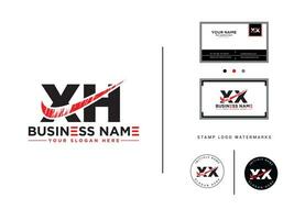 handschrift xh logo icoon bedrijf kaart, alfabet xh borstel brief logo voor winkel vector