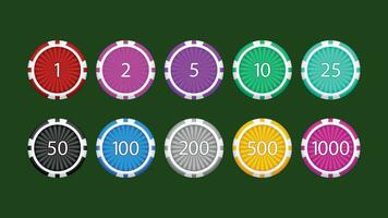 poker chips reeks Aan groen vector