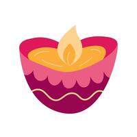 diwali lamp in hart vorm met vlam vector illustratie