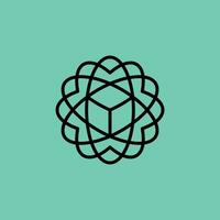wetenschappelijk zeshoek atomair kubus technologie innovatie logo vector