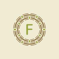 eerste brief f sier- grens cirkel kader logo vector