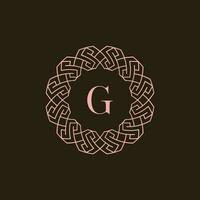 eerste brief g sier- grens cirkel kader logo vector