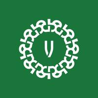 embleem logo initialen brief v. natuurlijk en biologisch cirkel embleem logo. geschikt voor milieuvriendelijk gebaseerd bedrijven vector