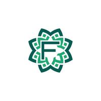 eerste brief f bloemen sier- grens kader logo vector