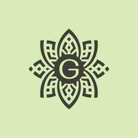 eerste brief g bloemen sier- grens kader logo vector