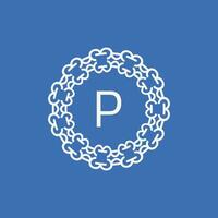 eerste brief p sier- embleem kader cirkel patroon logo vector