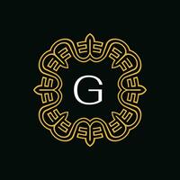 eerste brief g sier- embleem kader cirkel patroon logo vector