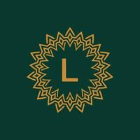 eerste brief l sier- embleem kader cirkel patroon logo vector