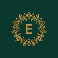 eerste brief e sier- embleem kader cirkel patroon logo vector